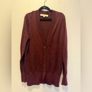 The Loft button up cardigan wine/red color